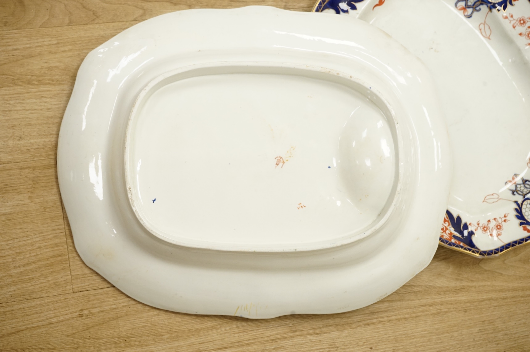 Two Royal Crown Derby meat plates, Imari pattern 3615